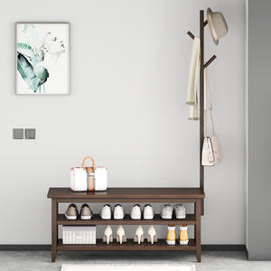 Banco para zapatos con perchero integrado y almacenamiento para la entrada, para adultos y personas mayores HXD0020 - Product Image 1