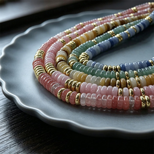 Kalung Batu Alam Bohemian untuk Wanita Perhiasan Fashion Rantai Baja Tahan Karat Batu Permata Alami Kalung Manik-Manik Mungil Hadiah - Product Image 4