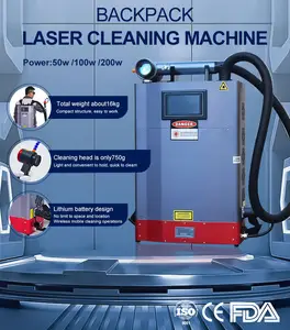 Mochila laser limpeza máquina 50W 100W 200W pulso ferrugem remoção para metal superfície tratamento Rust Paint Oil Poeira óxido camada