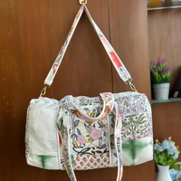 Sac de voyage de luxe en coton rose matelassé, design patchwork fait main, petit sac de plage pour la nuit, sac à maquillage pour femmes, réutilisable