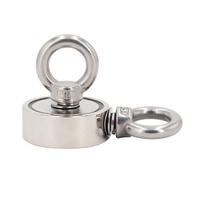 135KG 300Lbs N35 D60 Mm Neodymium Penyelamat Putaran Super Kuat Magnet Memancing Sisi Ganda dengan Baut Mata