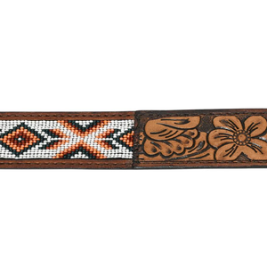 เข็มขัดหนังสไตล์ตะวันตกปักลายดอกไม้พร้อมหัวเข็มขัดสีขาวสำหรับผู้ชายและผู้หญิง - Product Image 2