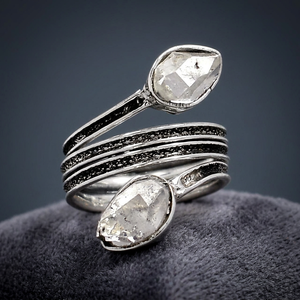 Bagues personnalisables en argent sterling 925 de luxe, serties de pierres précieuses Herkimer, faites à la main, pour mariage et fête, vente en gros à prix d'usine - Product Image 3