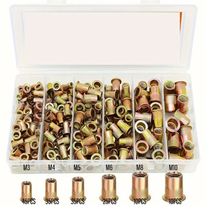 Baiguluo Rivet Nut Set M3 M4 M5 M6 M8 M10 Zinc Plated Carbon Steel Knurled Head Self Tapping 160pcs Box - Product Image 1