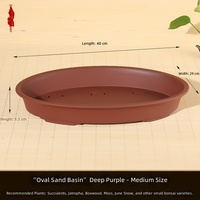 Pot de fleurs ovale peu profond en résine de grand calibre pour plantes succulentes, conteneur hydroponique non perforé pour jardin domestique et extérieur