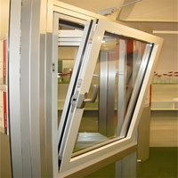Fenêtre à battant double vitrage insonorisée en aluminium noir, style américain, pour usage extérieur en villa/hôtel