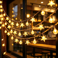 Guirlande lumineuse LED étoile 10m blanc chaud IP65, ampoules pentagramme pour chambre, mariage, fête, Halloween, intérieur et extérieur