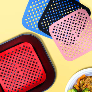 Revestimiento interior de silicona de grado alimenticio para freidora de aire cuadrada redonda, herramientas para hornear y repostería, stock listo para comercio exterior en <span class=keywords><strong>Amazon</strong></span> - Product Image 3