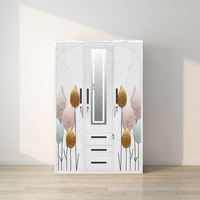 Armoire en acier à 3 portes avec tiroir, moderne, légère, pour dressing, meuble de rangement personnalisé imprimé
