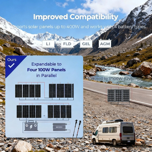 Kit de Panel Solar Monocristalino PERC de 100W 12V con Controlador de Carga PWM LCD de 30A, Sistema de Energía Solar Fuera de la Red para Autocaravanas - Product Image 4
