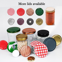 Confiture de miel transparente recyclable de 180ml 250g avec logo personnalisé Conservation du miel alimentaire Récipient rond en verre Bocal en verre avec couvercle en métal