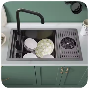 Nueva lavadora de taza oculta 55*32 cm 304 fregadero de acero inoxidable cafetería isla Mini fregadero Invisible de un solo tanque <span class=keywords><strong>con</strong></span> grifo y drenaje - Product Image 2