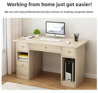 Bureau en bois MDF avec tiroirs de rangement, table d'ordinateur multifonctionnelle pour l'écriture et l'étude, idéale pour le bureau à domicile ou la chambre.