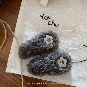 Nouvelles pinces à <span class=keywords><strong>cheveux</strong></span> coréennes en velours en forme de goutte, motif floral argenté avec accents de diamants, collection automne/hiver - Product Image 4