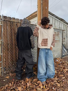 Fabricants de vêtements <span class=keywords><strong>Zom</strong></span>, sweat à capuche personnalisé en molleton français <span class=keywords><strong>100</strong></span>% coton, à fermeture éclair, design personnalisé, patchwork, couleur contrastée - Product Image 3