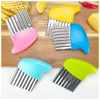 Coupe-frites manuel en acier inoxydable à lame ondulée dentelée, style fleur coupée, pour faire des frites en bâtonnets