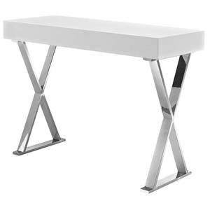 Mesa de <span class=keywords><strong>consola</strong></span> de roble pintado, transformador semicircular moderno, transparente, 24 pulgadas de largo, 36 de alto, antiguo, con hierro negro - Product Image 3
