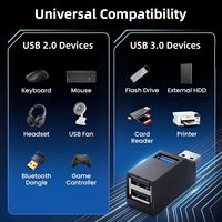 Hub USB 3,0 y 2,0 de 3 puertos, adaptador USB portátil de alta velocidad, divisor para PC, portátil, disco U, teclado, ratón, disco duro móvil