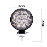 Phare de travail LED à double lentille 42W, feu antibrouillard, lumière de travail ronde 12V pour voiture, feux de conduite ronds pour camion