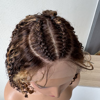 Pelucas de cabello humano rizado trenzado estilo pixie con reflejos, peluca bob de cabello humano corto virgen vietnamita, pelucas trenzadas con encaje HD, proveedor de cabello humano