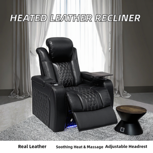 Moderner Heimkino-Sessel aus Italienischem Leder mit Einzelsitz, Wärme- und Massagefunktion, Elektrisch Verstellbarer Kopfstütze und Lendenwirbelstütze für das Wohnzimmer - Product Image 2