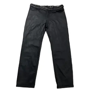 DENIMGUYS Custom Metal Stud Waist Hip Hop Men Streetwear Skinny Waxing Jeans