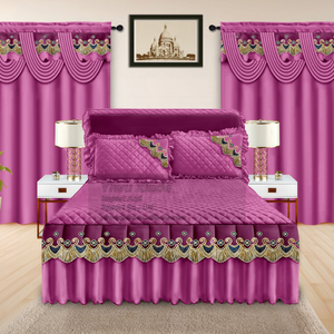 Thiết Kế Mới Đến 5 Mảnh Vua Kích Thước Bedskirt Set Với Valance Rèm Cửa Và Tấm Trải Giường Khách Sạn Sang Trọng Nhà Phòng Ngủ Trang Trí Nội Thất - Product Image 5