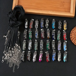 Conjunto de Collar con Colgante de Prisma Hexagonal Haima, Cadena de Cuerda Encerada de 31cm-40cm, Accesorios de Joyería Hechos a Mano - Product Image 1