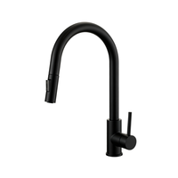 Robinet de cuisine noir extractible eau chaude et froide en acier inoxydable 304, à arc haut, monocommande, anti-éclaboussures et rotatif