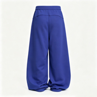 Pantalon de survêtement streetwear vintage délavé pour homme, bleu, avec imprimé lettres au dos, coupe ultra ample, jambe large, taille élastique