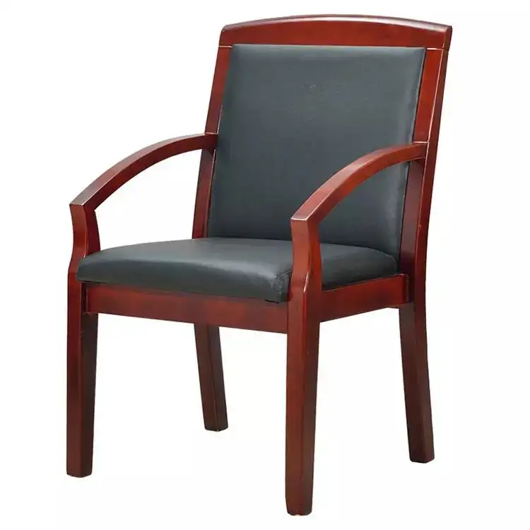 Chaises de bureau modernes en bois souple en cuir en bois à quatre pieds chaise de salle de réunion chaises de conférence