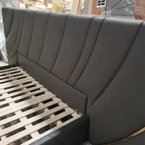 Sofisticata Idea di arredamento per la casa: italiano ispirato <span class=keywords><strong>letto</strong></span> <span class=keywords><strong>matrimoniale</strong></span> con <span class=keywords><strong>legno</strong></span> massello e testiera in peluche - Product Image 6