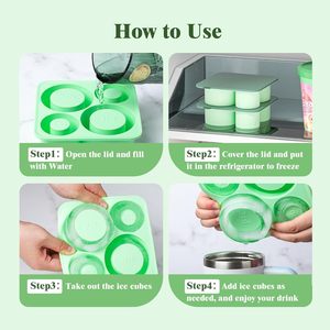 Grands bacs à glaçons réutilisables en silicone à dégagement facile avec couvercle <span class=keywords><strong>pour</strong></span> congélateur <span class=keywords><strong>Bac</strong></span> à glaçons <span class=keywords><strong>pour</strong></span> tasse isolée en acier inoxydable - Product Image 3