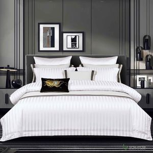 Hot bán <span class=keywords><strong>Comforter</strong></span> Bộ bộ đồ giường, tấm ga trải giường sang trọng Satin Sọc sợi nhỏ bộ đồ giường đặt Duvet cover Set - Product Image 4