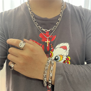 Men's Stainless Steel <b>Cross</b> Pendant Necklace Geometric Design Punk Style 120194 - Product Image 4