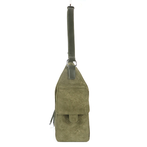 Sacs à bandoulière de créateur en gros pour femmes, en cuir PU texturé suède avec fermeture éclair - Product Image 5