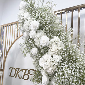 งานแต่งงานม้าสีขาวกลมกลับวางดอกไม้โค้งฉากหลังยืนสําหรับโค้ง - Product Image 3