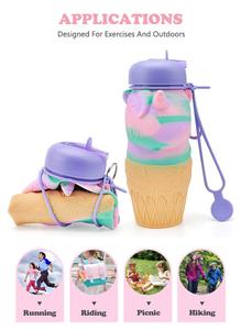 Bouteille d'eau pliable licorne pour enfants, Certification alimentaire sans BPA, <span class=keywords><strong>de</strong></span> qualité supérieure 1 pièce - Product Image 6