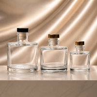 Bouteille en verre diffuseur en gros avec bouchon à vis, vide, ronde ou carrée, avec bouchon en liège, 50ml 100ml 120ml 200ml