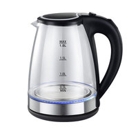 Bouilloire électrique sans fil en verre borosilicate 2,0 L, 1500 W, contrôle manuel de la température, indicateur LED, pour cuisine domestique, protection anti-ébullition à sec