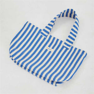 Sac fourre-tout d'été pour femme extra large portable vert blanc rayé sergé de coton résistant à l'eau ouvert pour les voyages à la plage - Product Image 5