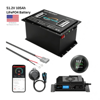 Kit de batterie lithium pour voiturette de golf US Stock 48V 105Ah LiFePO4, pack batterie 51.2V avec chargeur embarqué 20A, jauge et prise AC