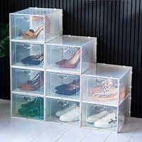 Grande boîte de rangement à chaussures pliable en plastique transparent à double cadre, anti-poussière, étanche, en PP, design minimaliste et moderne pour