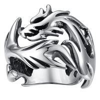 OEM & ODM Bague en Acier Inoxydable Dragon Ethnique Argent Tendance Style Incrustation Ouverture Large Index Doigt pour Hommes et Femmes Couples