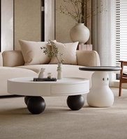 Ensemble de tables basses de style bonhomme de neige, finition crème, minimaliste moderne, pour petits salons - Table basse de luxe légère pour la maison