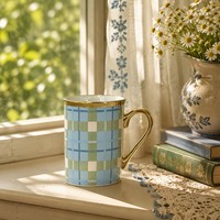 Mug à café en porcelaine personnalisé, design original, bord doré, impression décalcomanie, pour bureau et école, style vintage, chaud/froid