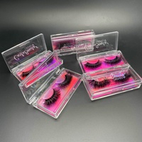 Vente en gros de boîtes d'emballage vides transparentes en acrylique pour cils de vison de luxe 25 mm Marque privée personnalisée faite à la main pour cosmétiques