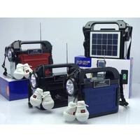 NS-S209SL Nss Nns-Radio Portable 3 Lampes LED Bulbes 12 Volts DC Panneau Solaire et Kit Système Domestique USB Batterie Radio FM