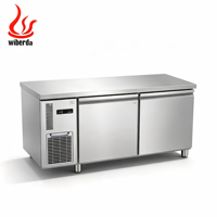 Réfrigérateur commercial CHEERING à 3 portes en acier inoxydable, congélateur de comptoir, refroidissement par air, commande numérique intégrée, sous-comptoir, 220V