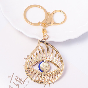 Ecológico fábrica aleación de zinc al por mayor gota de aceite mal de ojo llavero creativo diamantes de imitación <span class=keywords><strong>Gafas</strong></span> de metal positivo coche llaveros - Product Image 5